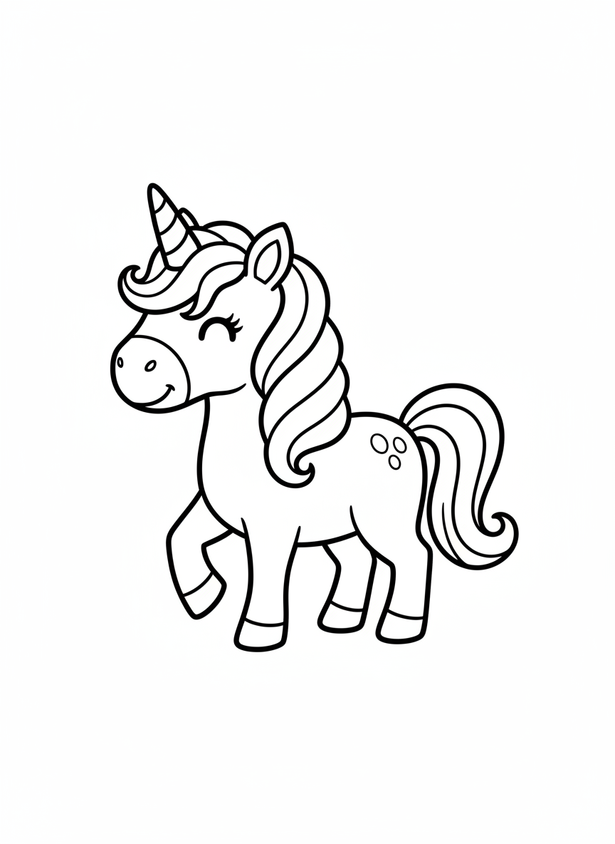 Cute Unicorn Coloring Page for Kids