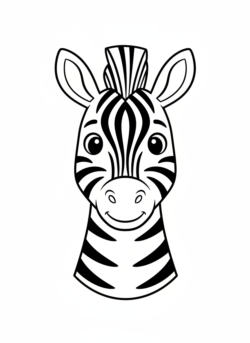 Cute Zebra Head Coloring Page for Kids