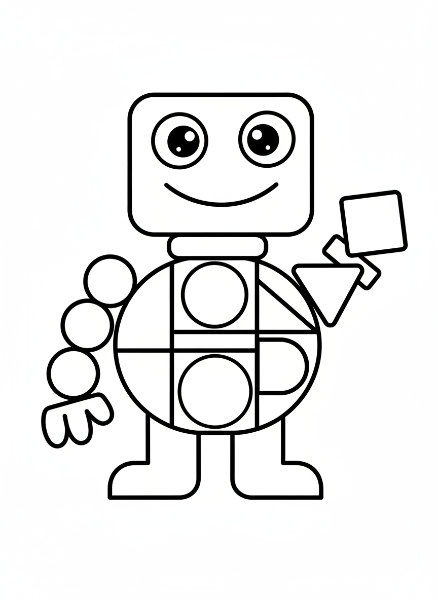 Friendly Block Monster Coloring Page for Kids