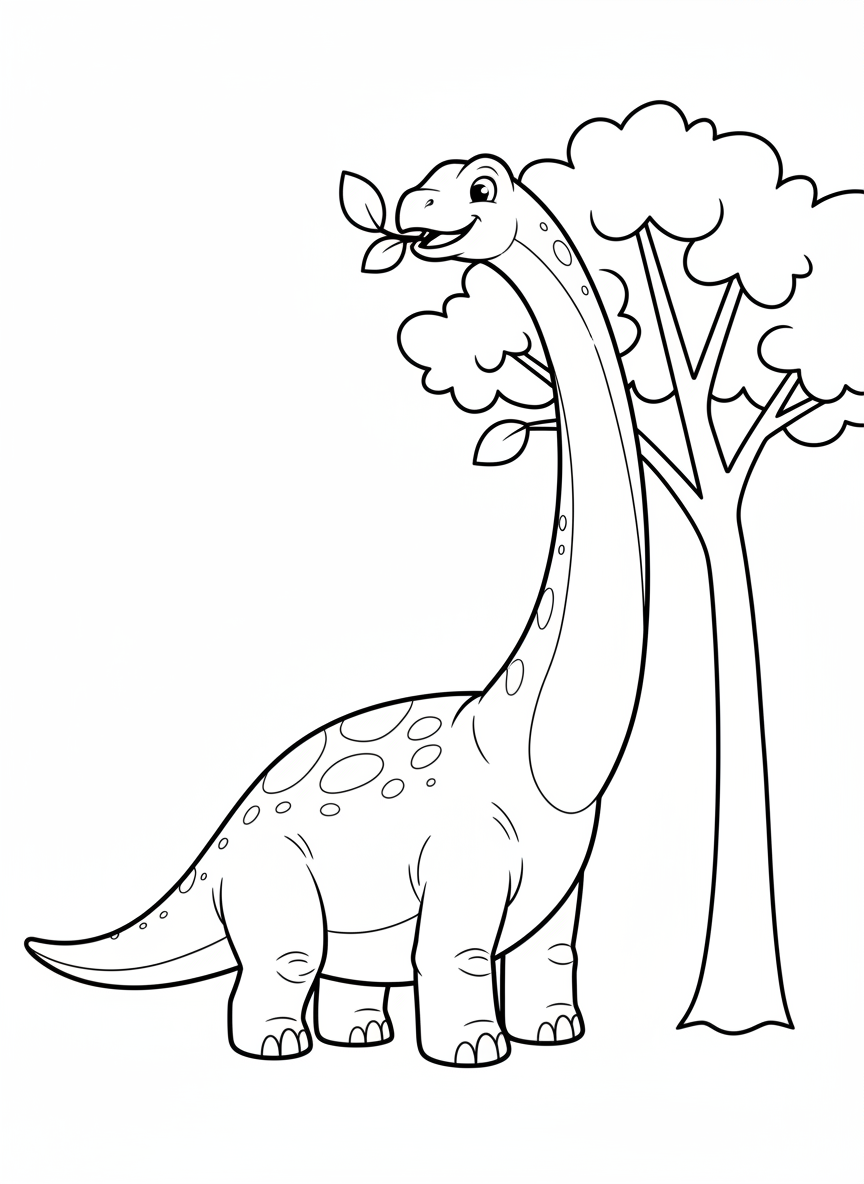 Friendly Brachiosaurus Coloring Page for Kids