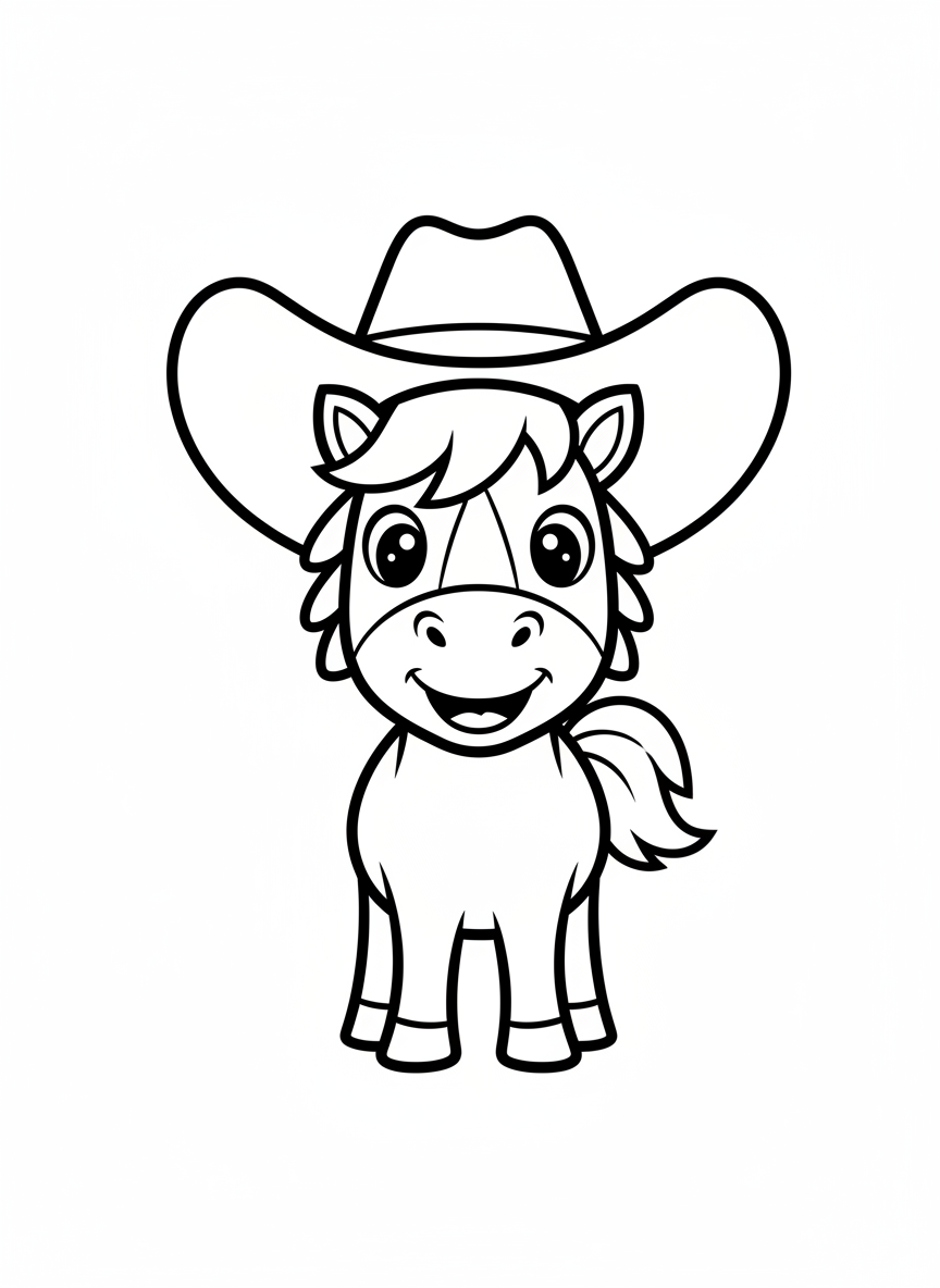 Friendly Cartoon Horse Coloring Page