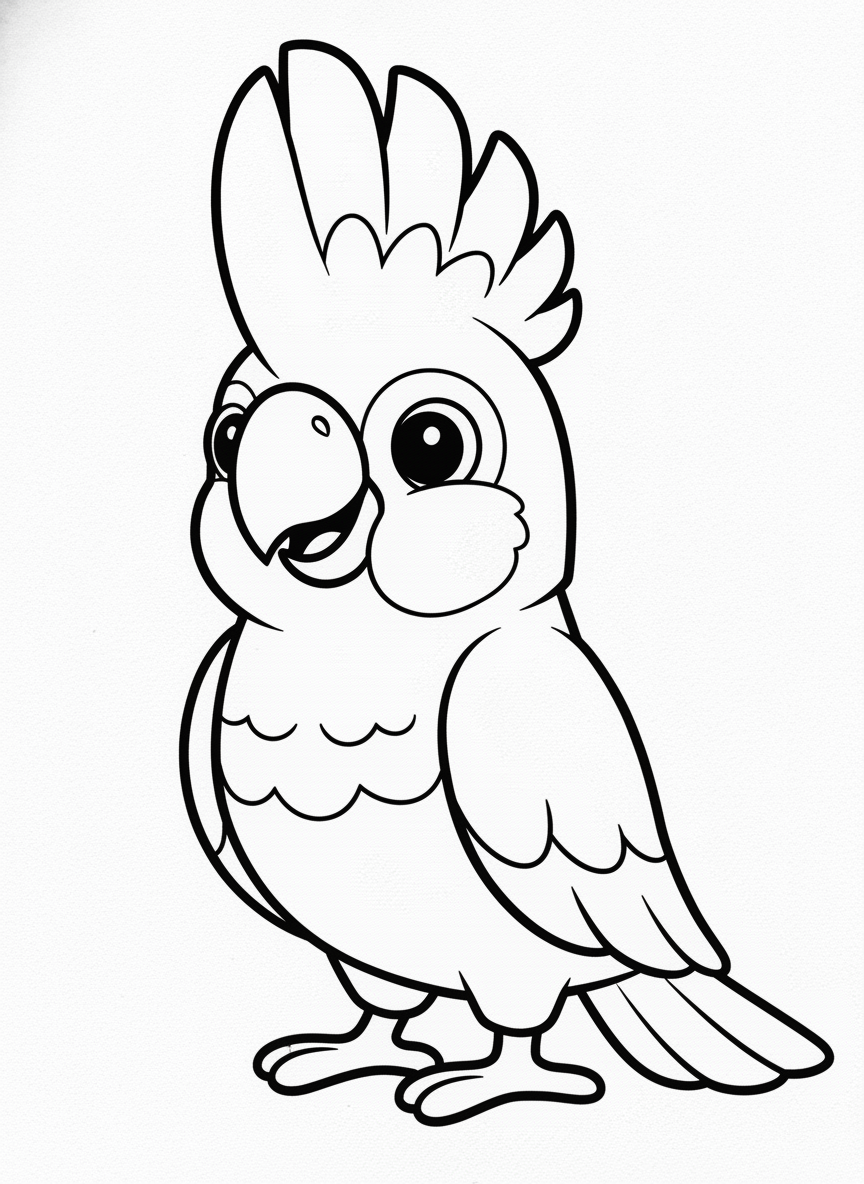 Friendly Cockatoo Coloring Page for Kids