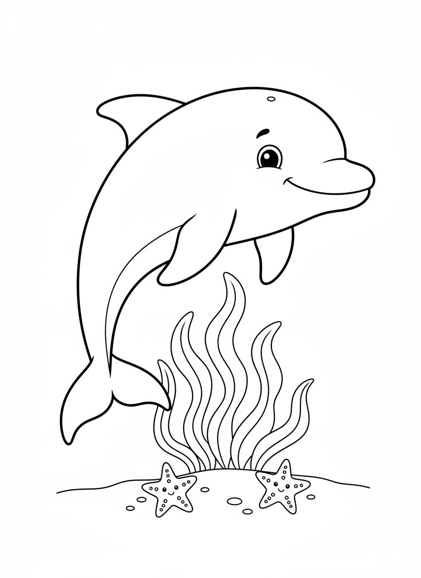 Friendly Dolphin Coloring Page for Kids
