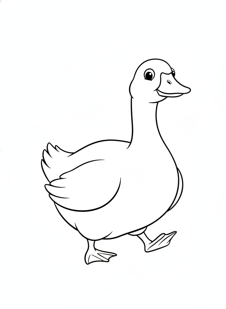Friendly Farm Goose: Simple Coloring Page for Kids