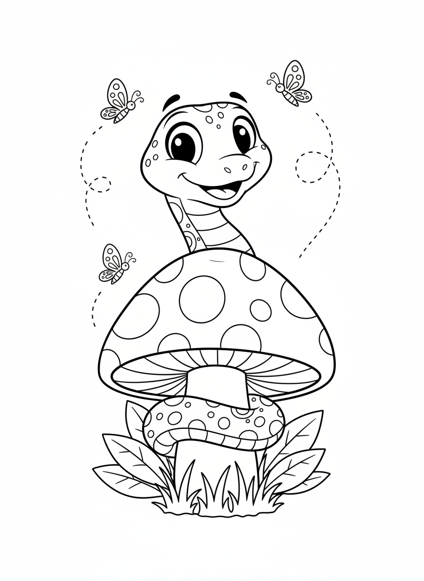 Friendly Forest Snake Coloring Page for Kids