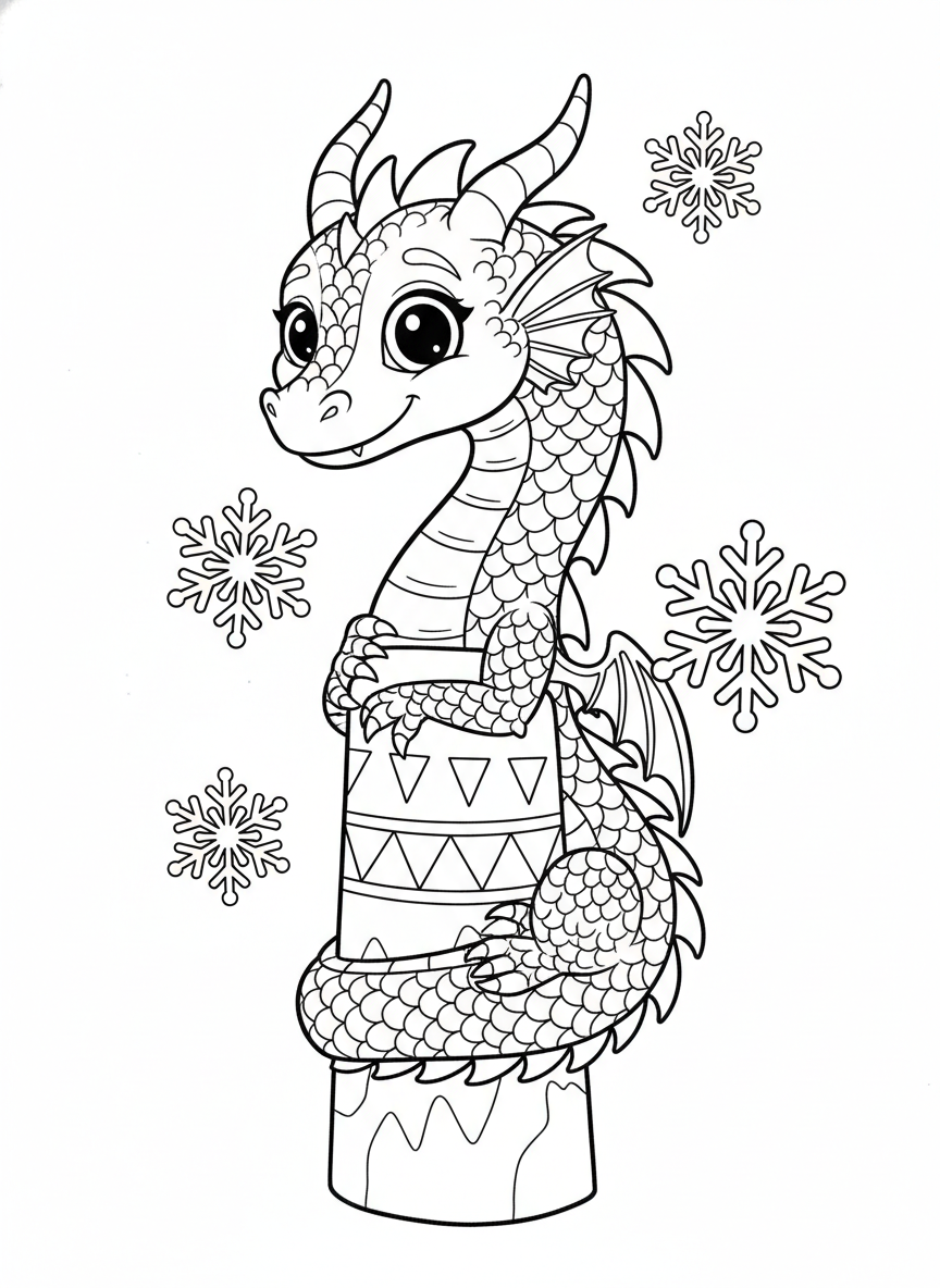Friendly Ice Crystal Dragon Coloring Page
