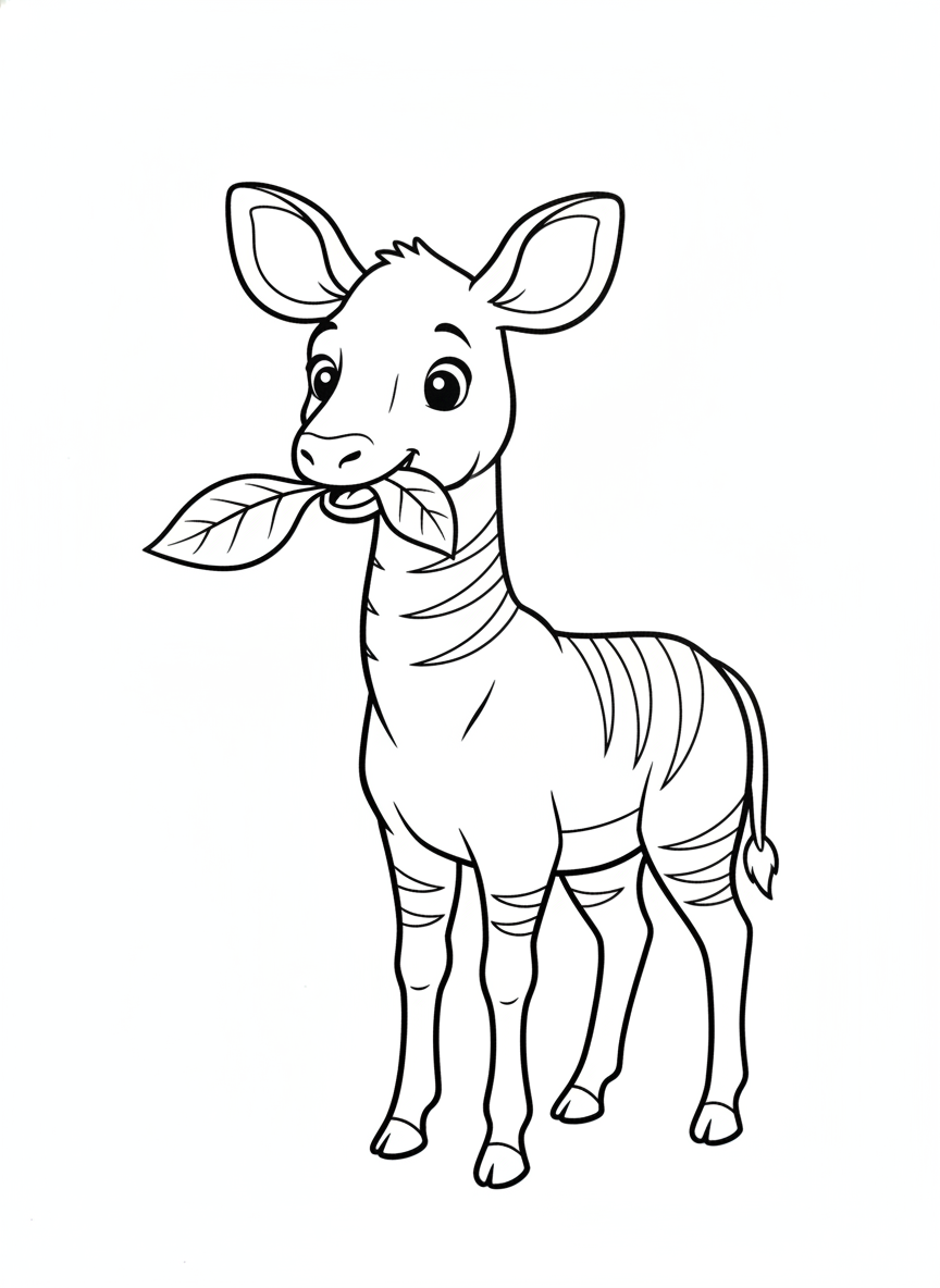 Friendly Okapi Coloring Page for Kids