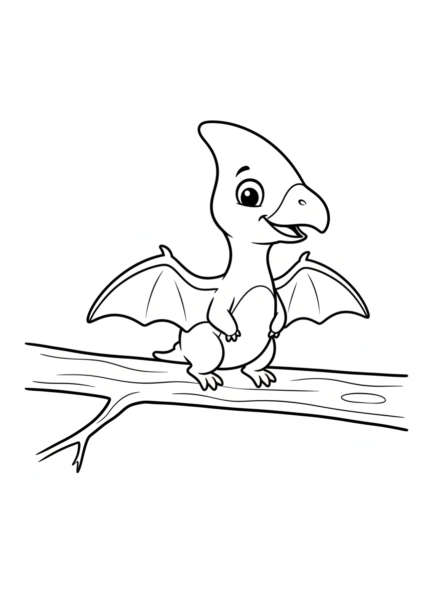 Friendly Pterodactyl Coloring Page for Kids