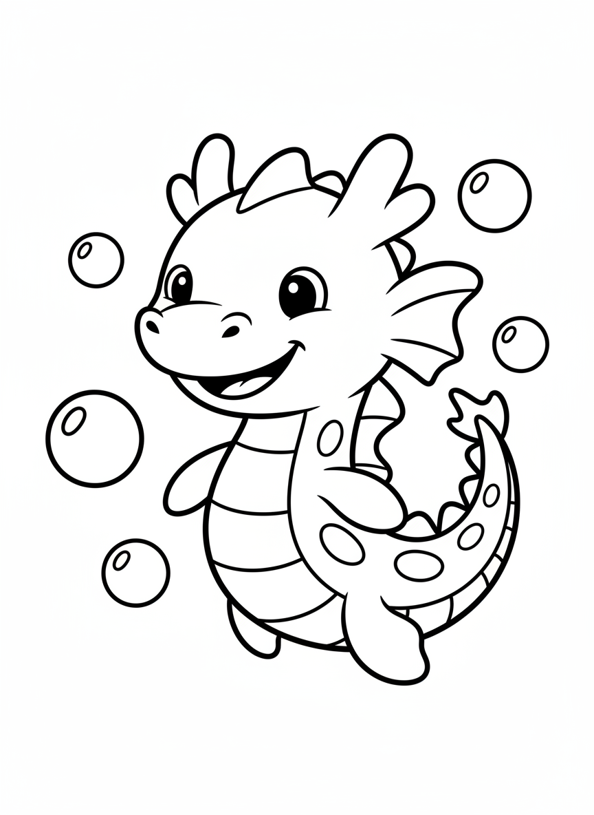 Friendly Sea Dragon Coloring Page for Kids