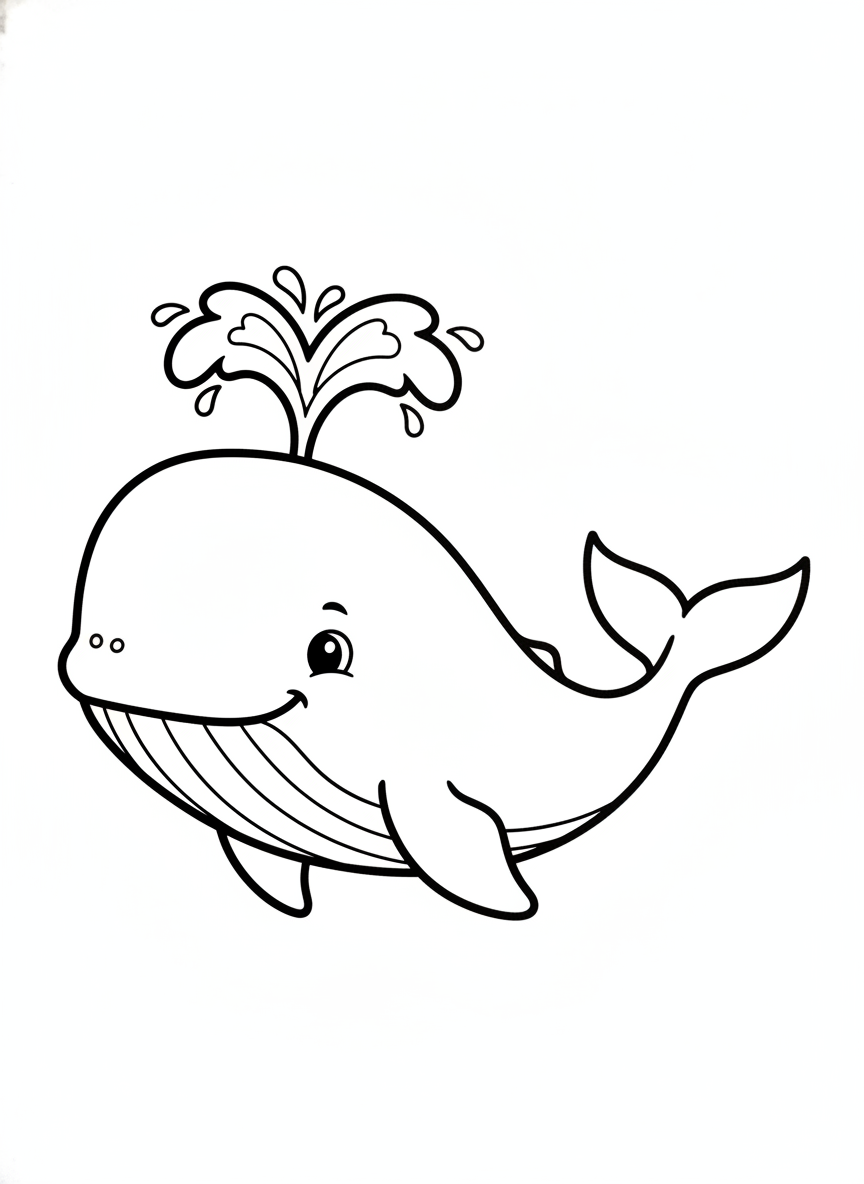 Friendly Sperm Whale Coloring Page for Kids