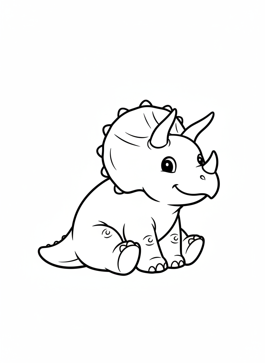 Friendly Triceratops Coloring Page for Kids