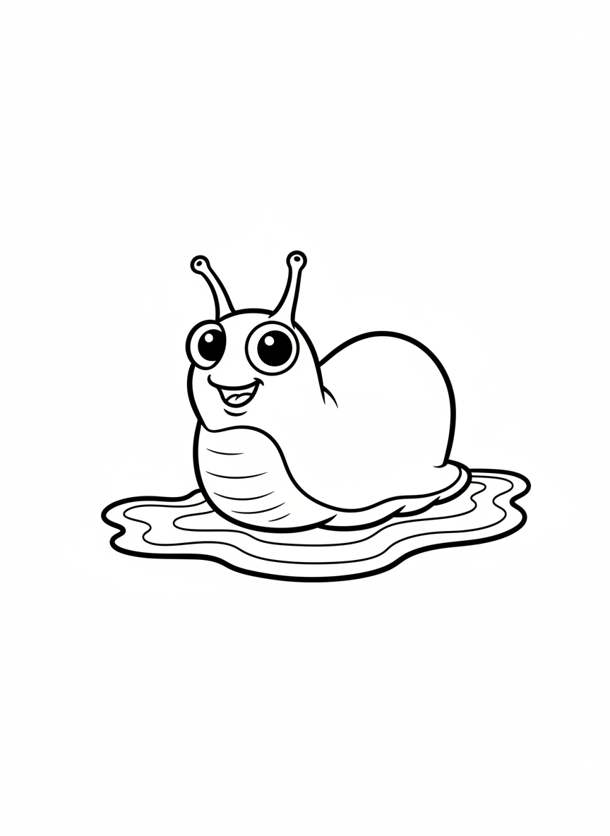 Happy Fluorescent Slug Coloring Page for Toddlers
