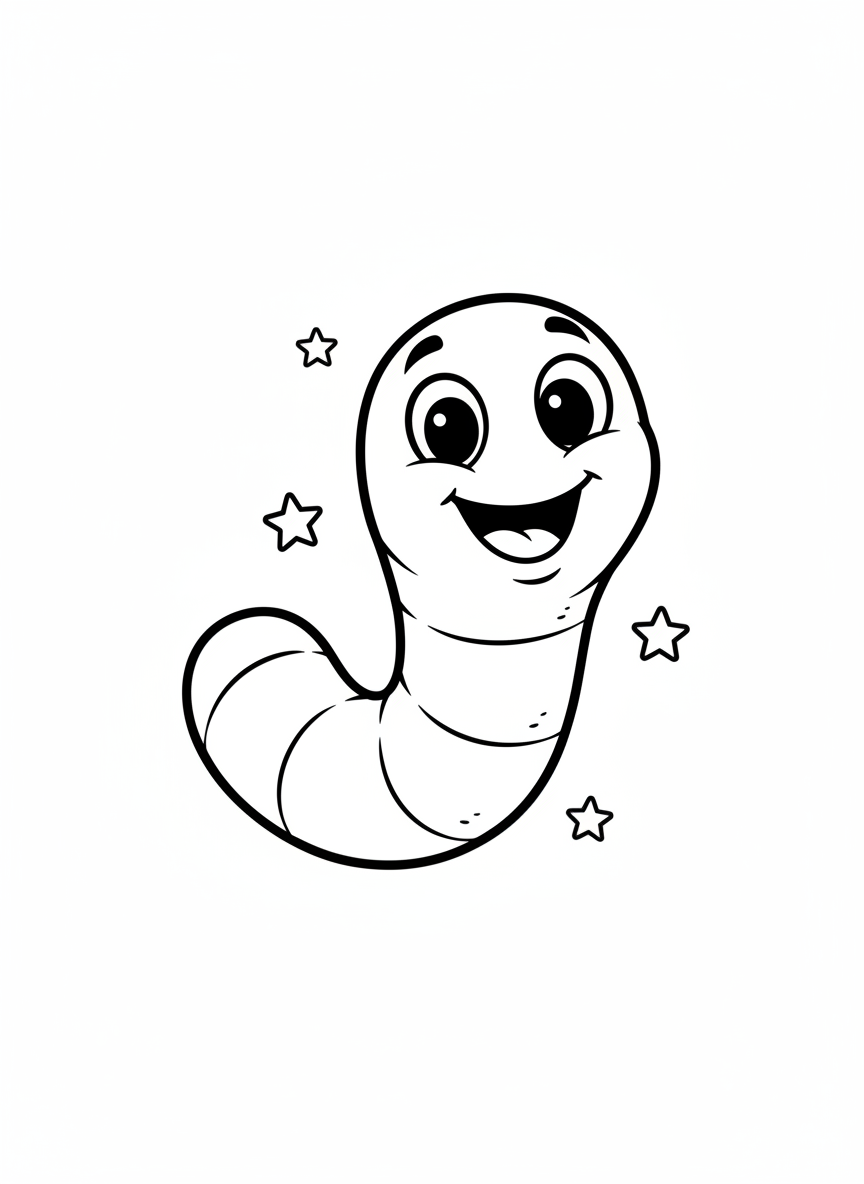 Happy Jelly Worm Coloring Page for Kids