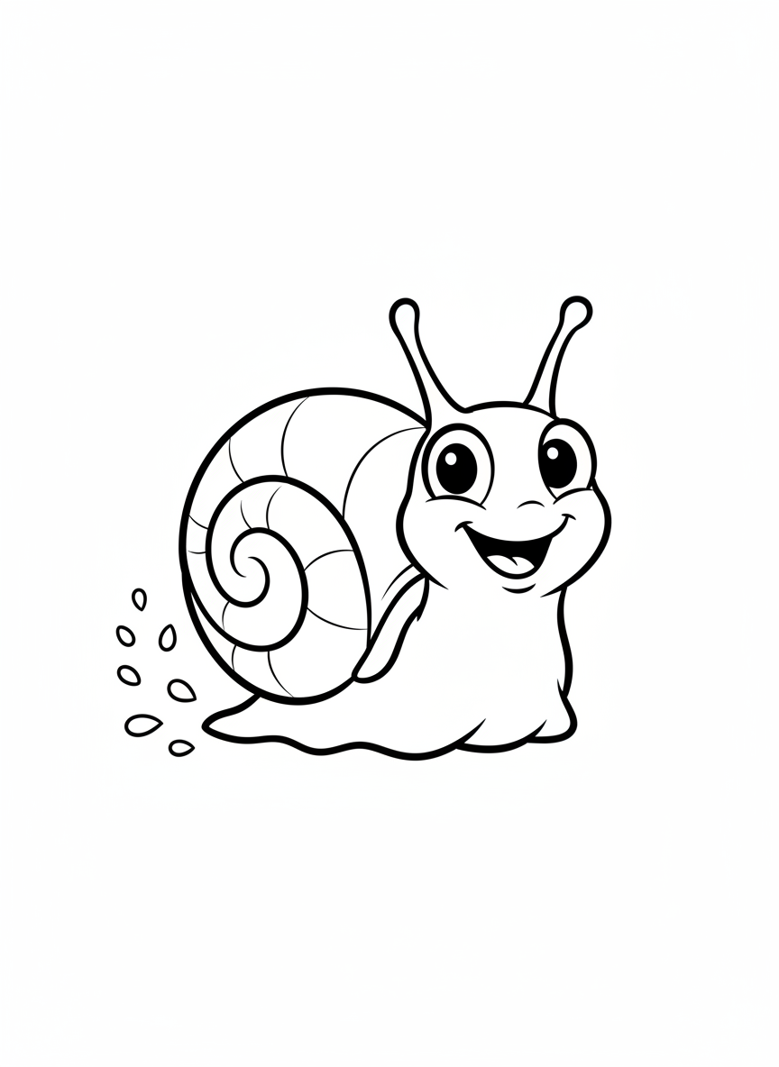 Happy Snail Trail Coloring Page for Kids