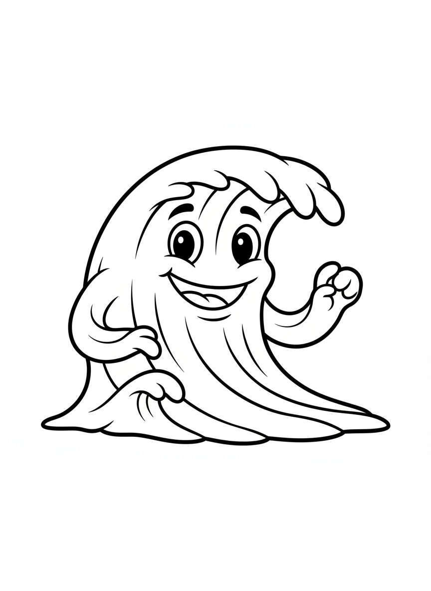 Happy Wave Monster Coloring Page for Kids