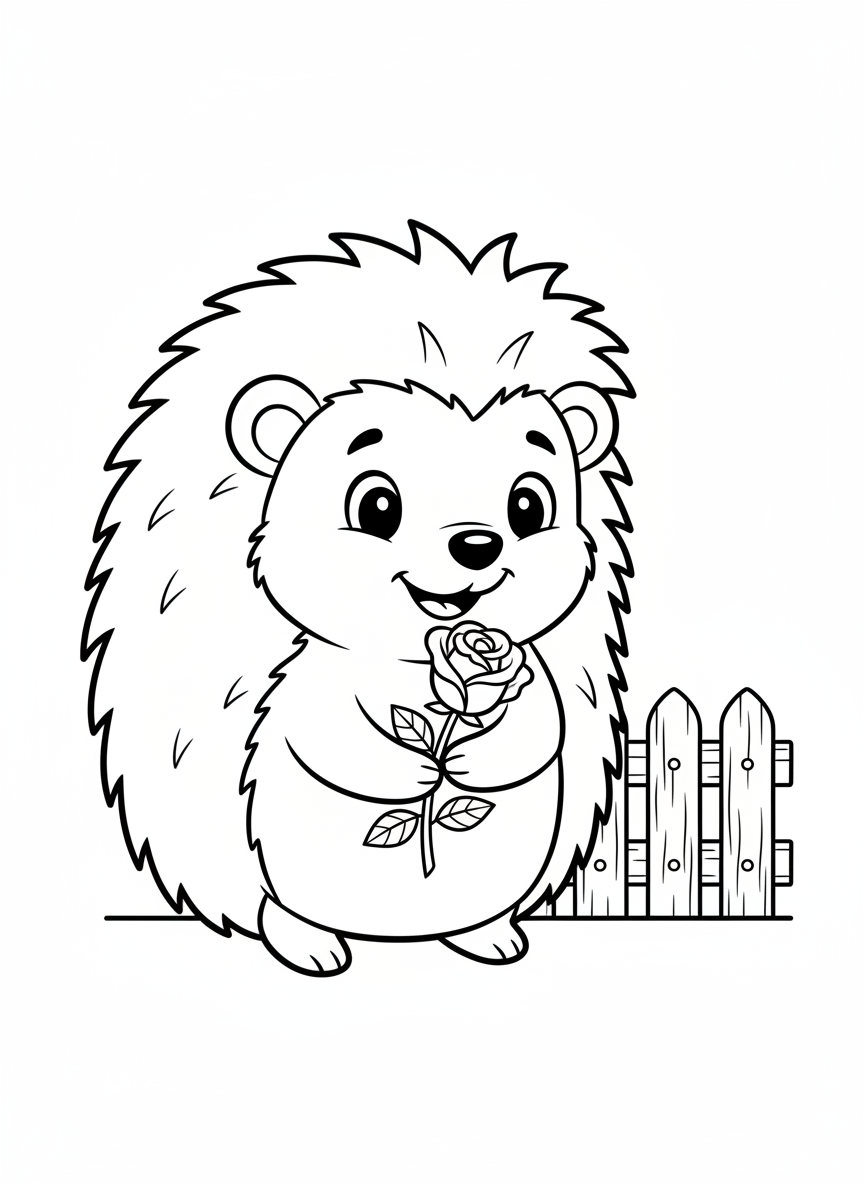 刺猬與玫瑰兒童塗色頁