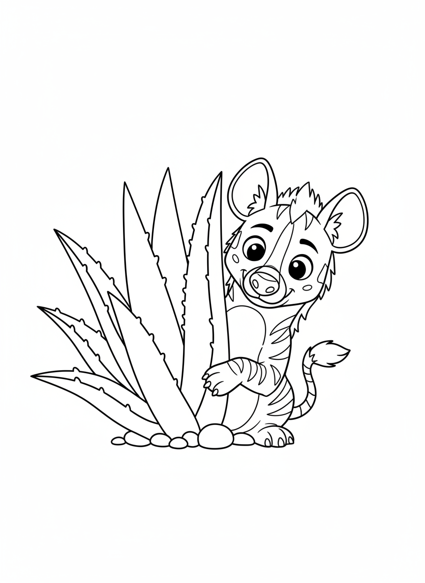 Mischievous Hyena Coloring Page for Kids