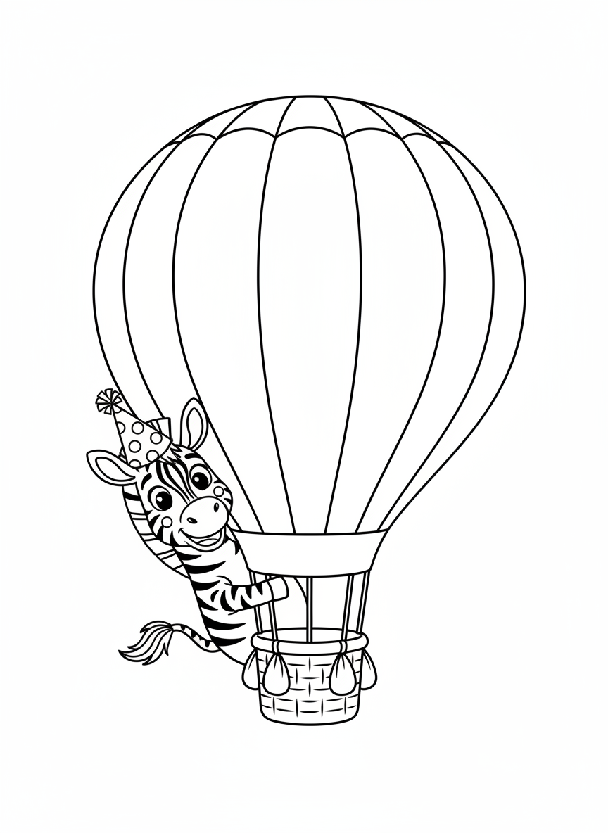 Mischievous Zebra Hot Air Balloon Fun