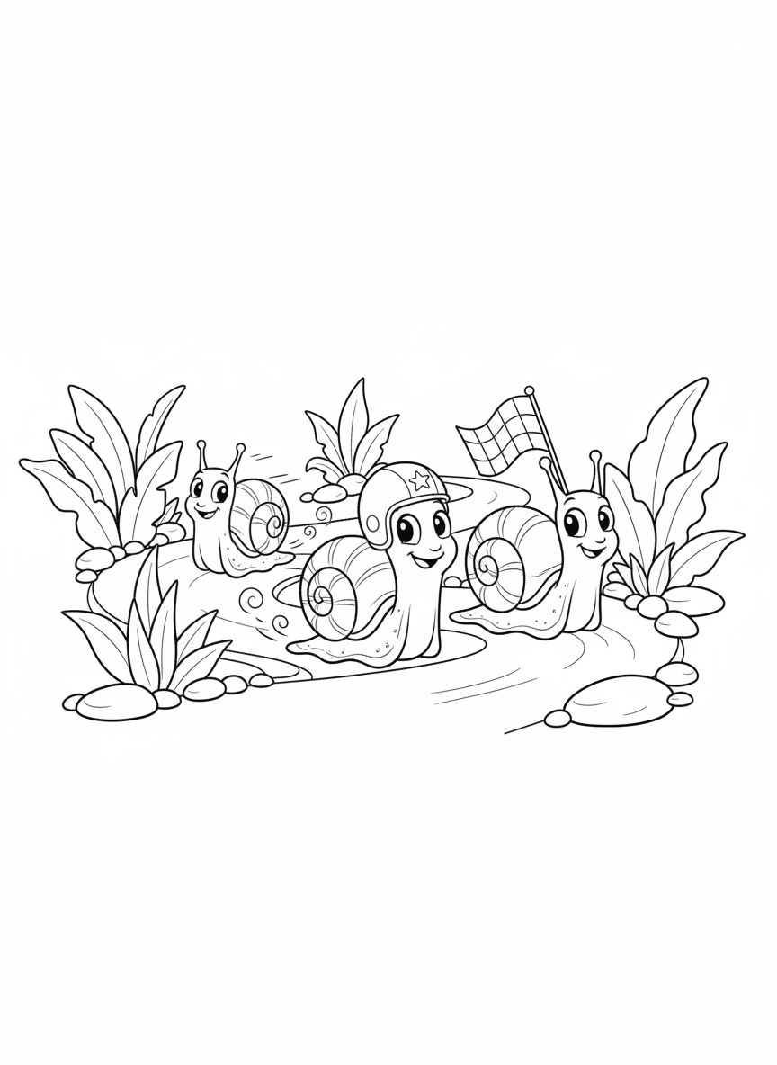 Snail Race: A Fun Coloring Page for Kids