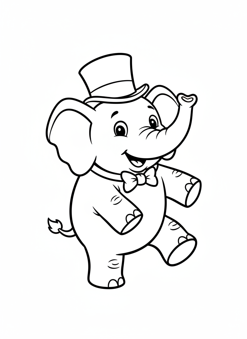 Tap Dancing Elephant Coloring Page