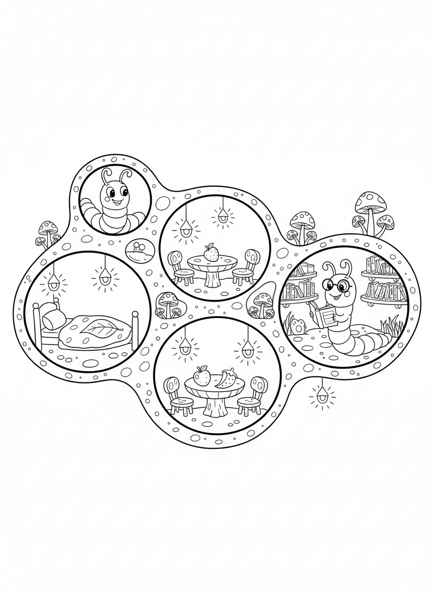 異想天開的蚯蚓之家著色頁