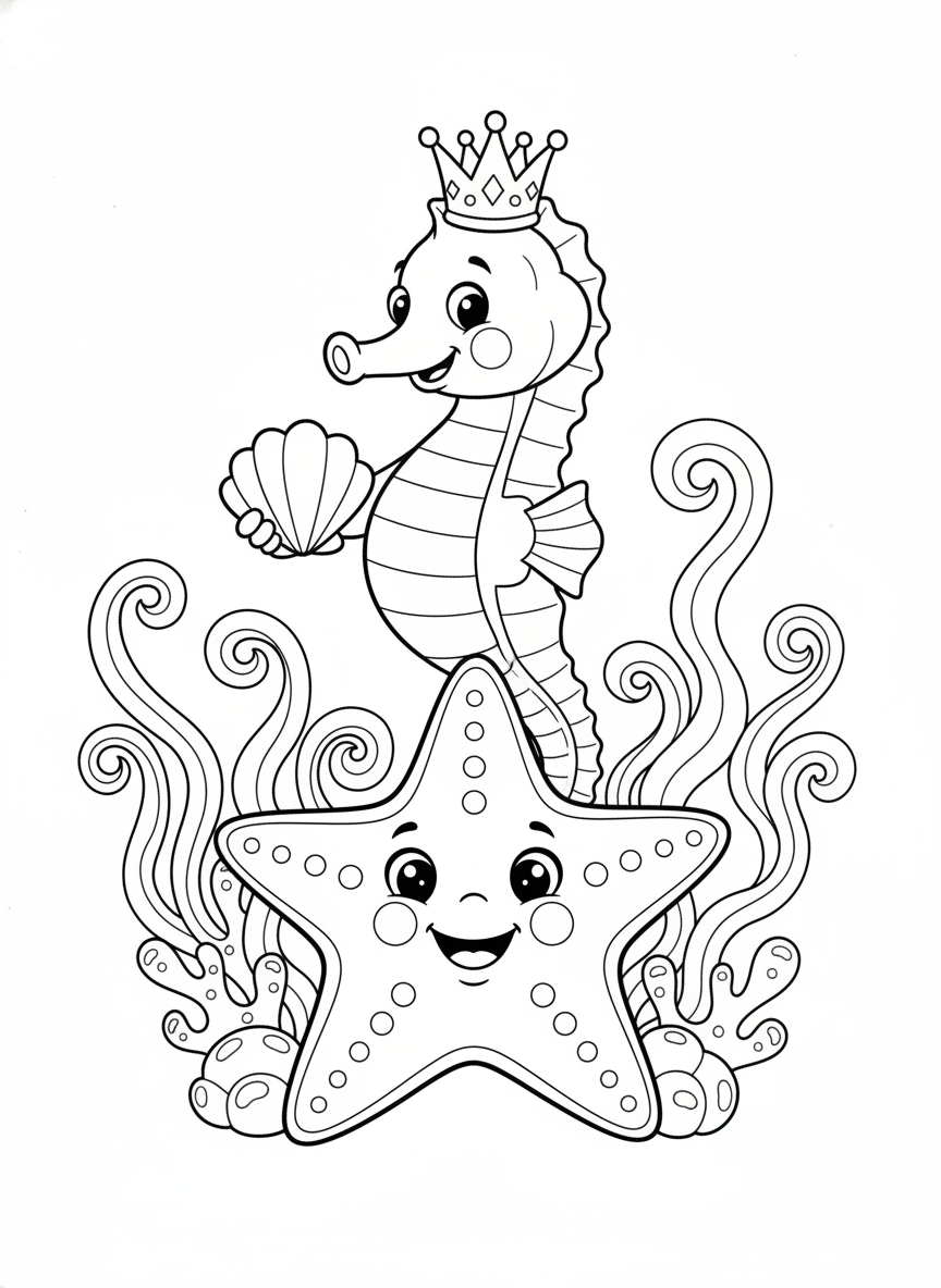 Whimsical Seahorse & Starfish Adventure