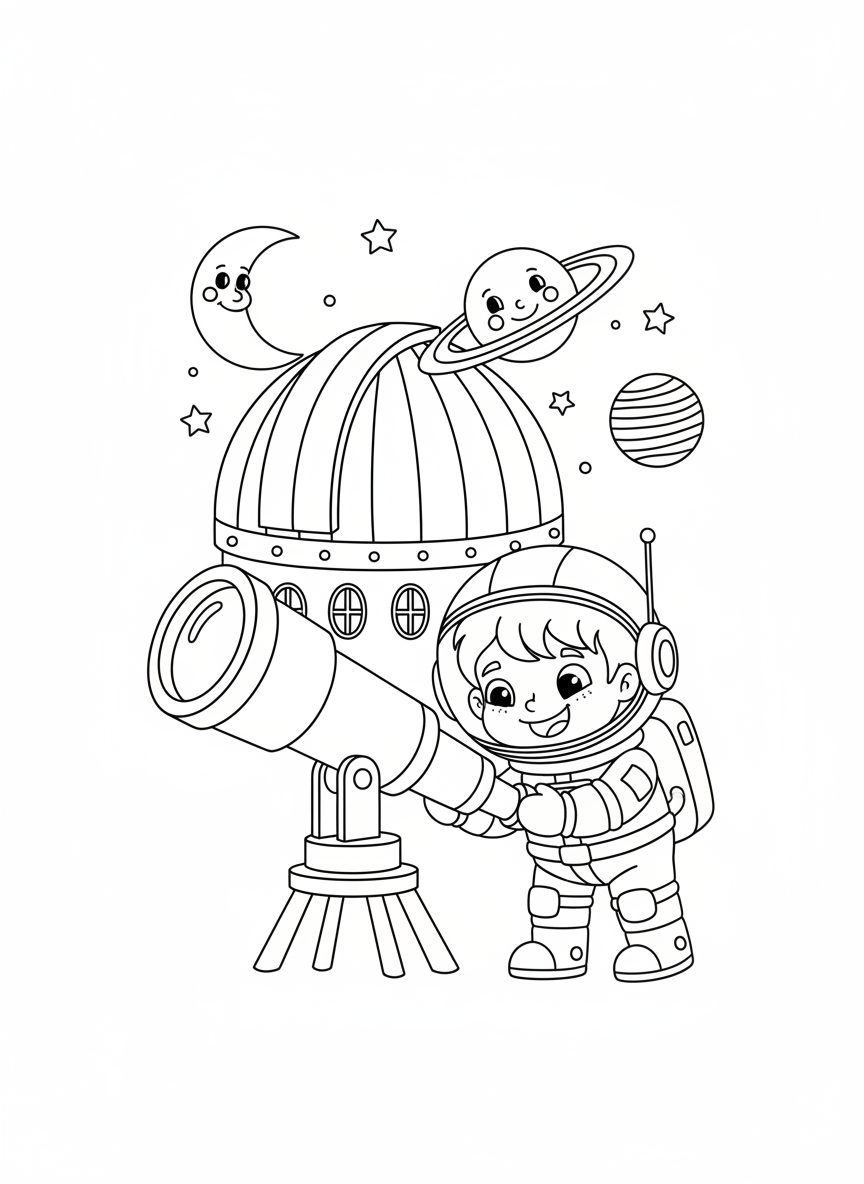 Astronaut Kid Exploring Space