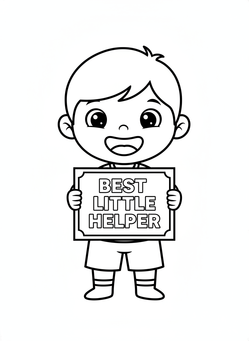 Best Little Helper Certificate Coloring Page for Kids