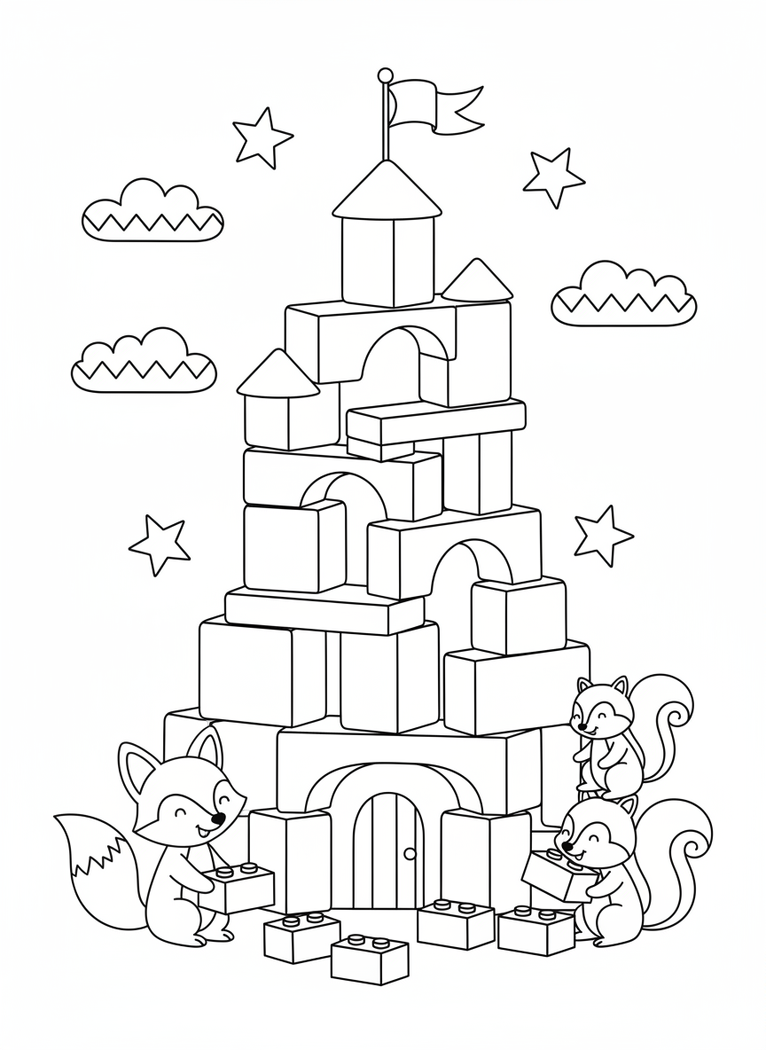 Block Castle Fun with Fox & Squirrel