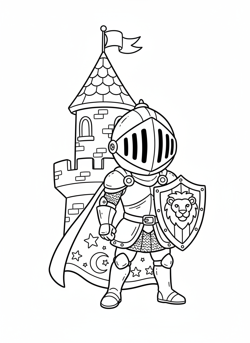 Brave Little Knight Coloring Page