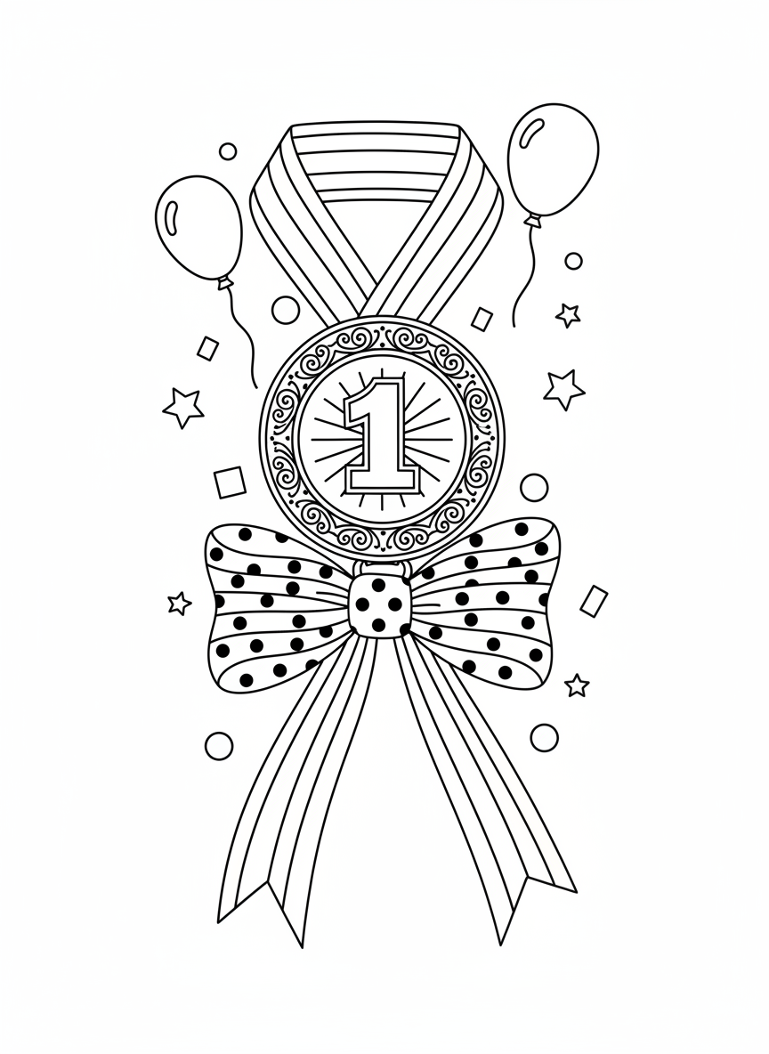 Celebration Medal Coloring Page for Kids