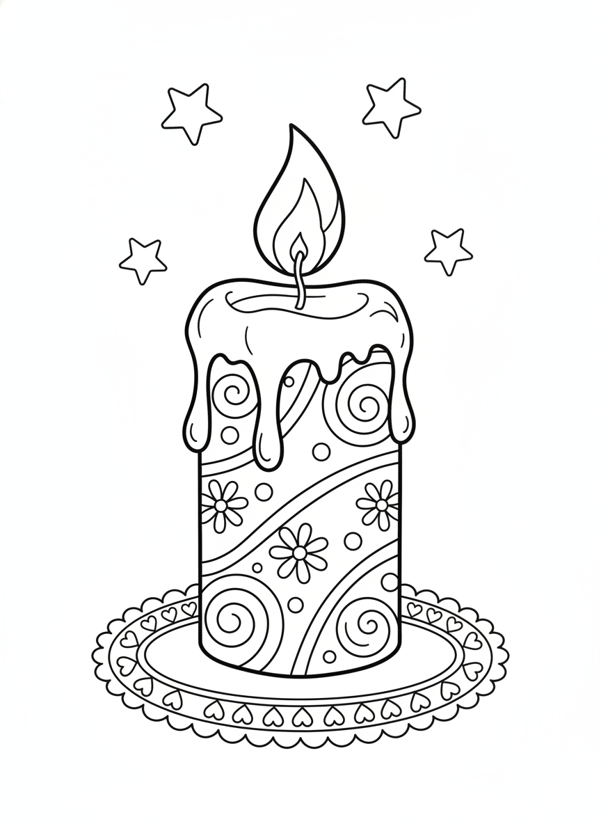 Charming Pillar Candle Coloring Page for Kids