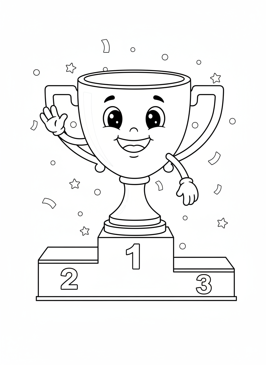 兒童勝利獎盃著色頁