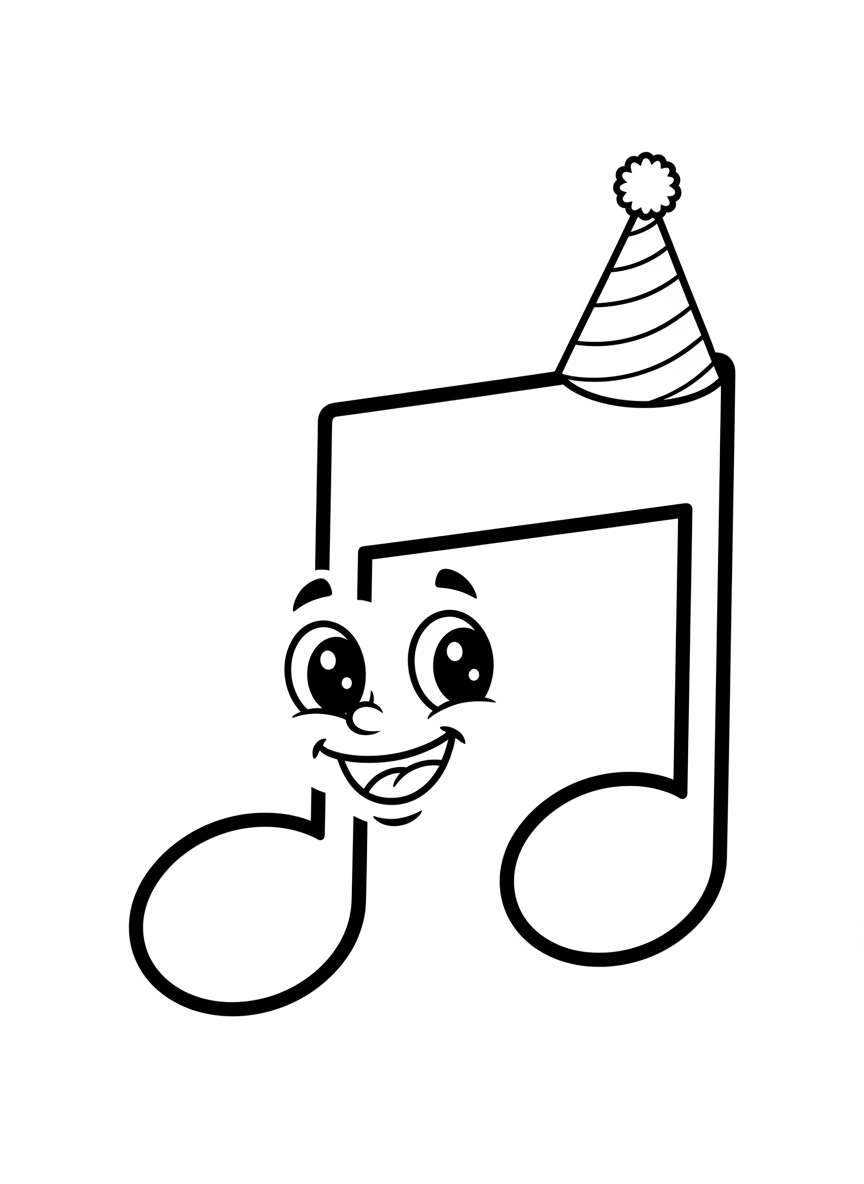 Cheerful Whole Note Coloring Page
