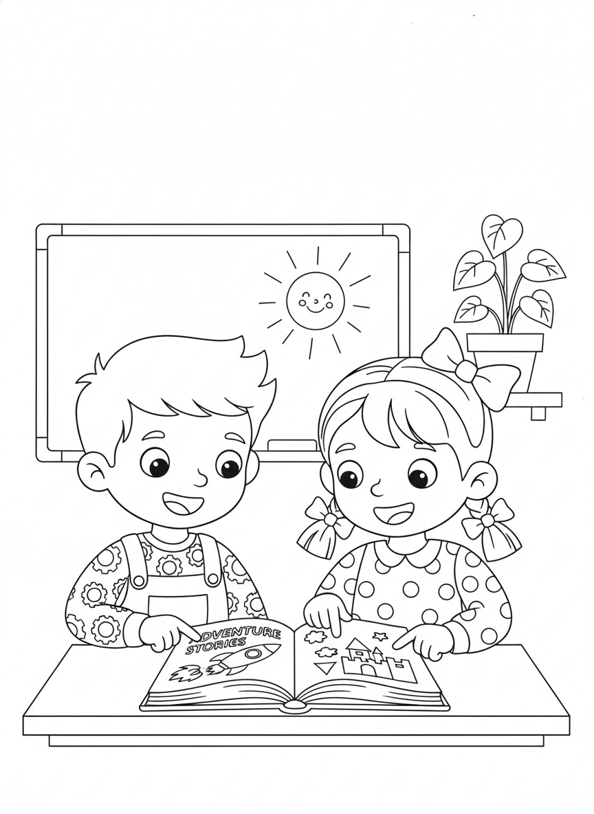 Classroom Buddies: A Fun Learning Adventure Coloring Page