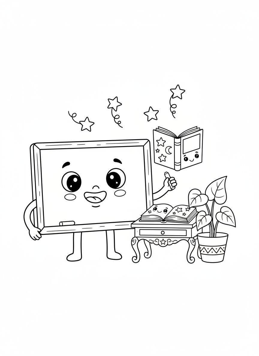 Cute Classroom Corner Coloring Page for Kids