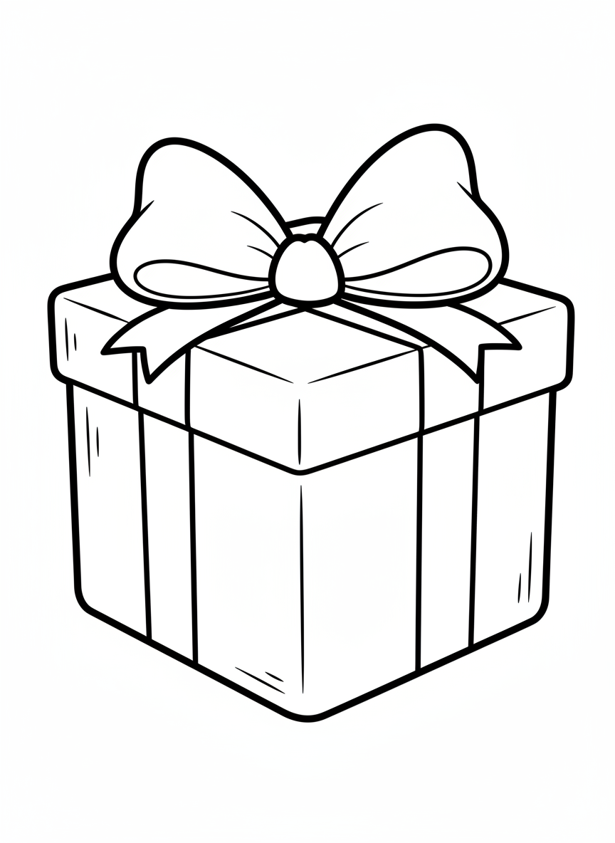 Cute Gift Box Coloring Page for Kids
