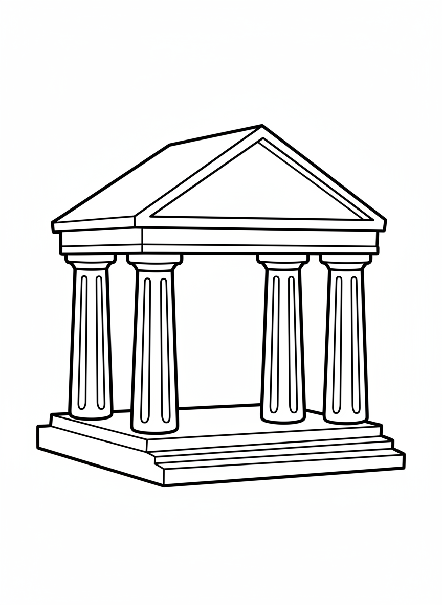 Cute Greek Temple Coloring Page for Kids