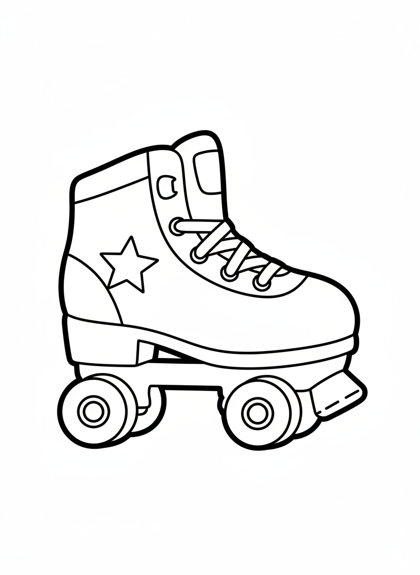 Cute Mini Roller Skate Coloring Page for Kids