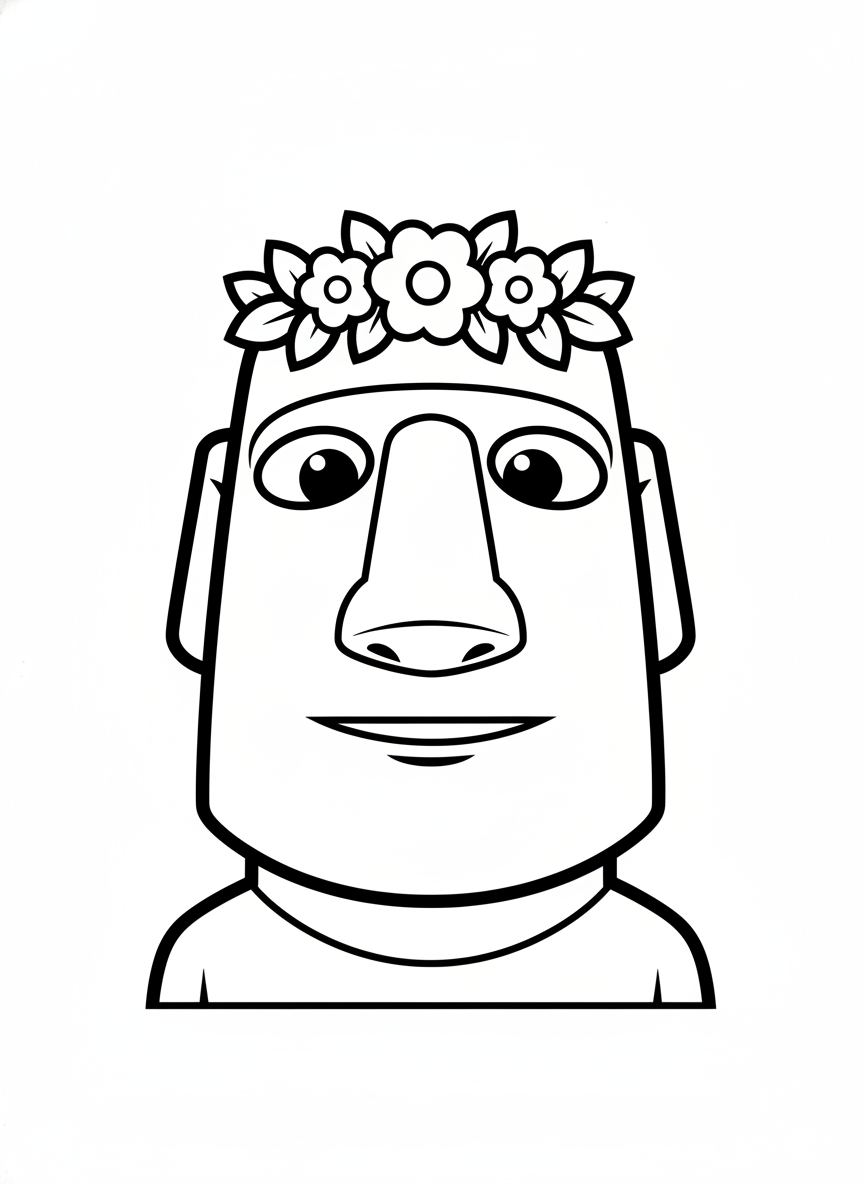 Cute Moai Coloring Page for Kids