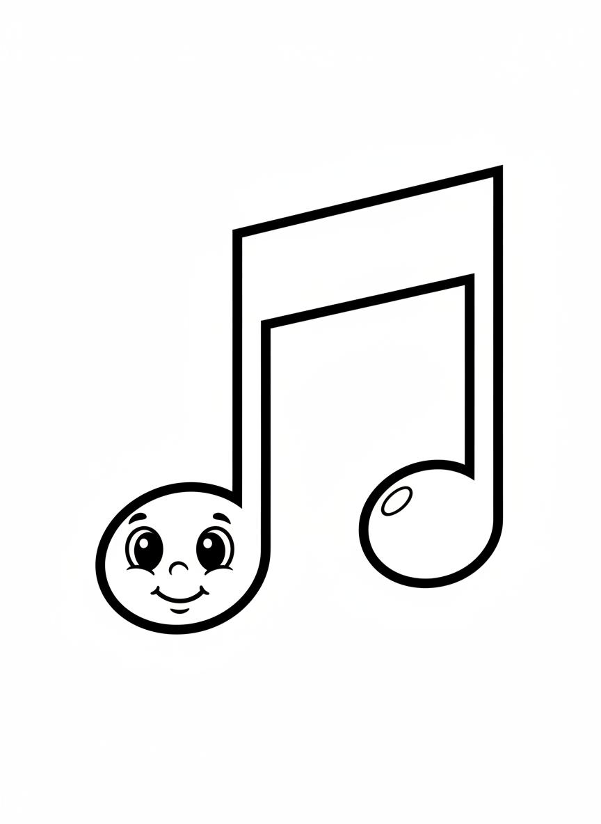 Cute Musical Note Coloring Page for Kids