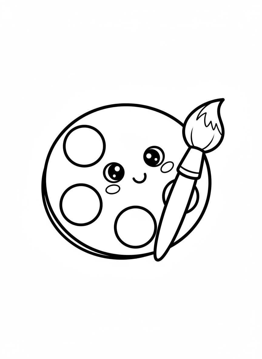 可愛顏料調色盤兒童著色頁
