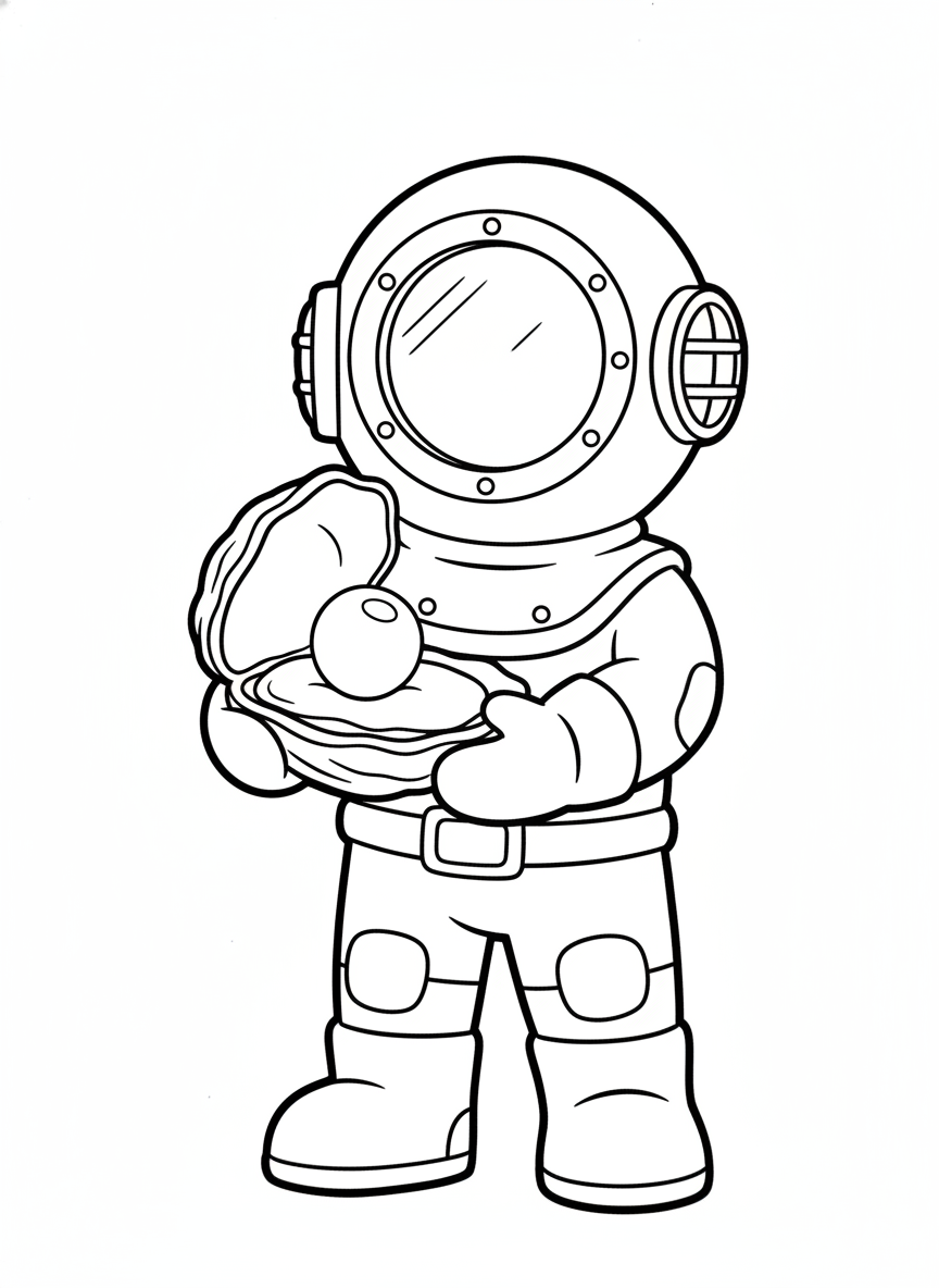 Cute Pearl Diver & Shiny Pearl Coloring Page