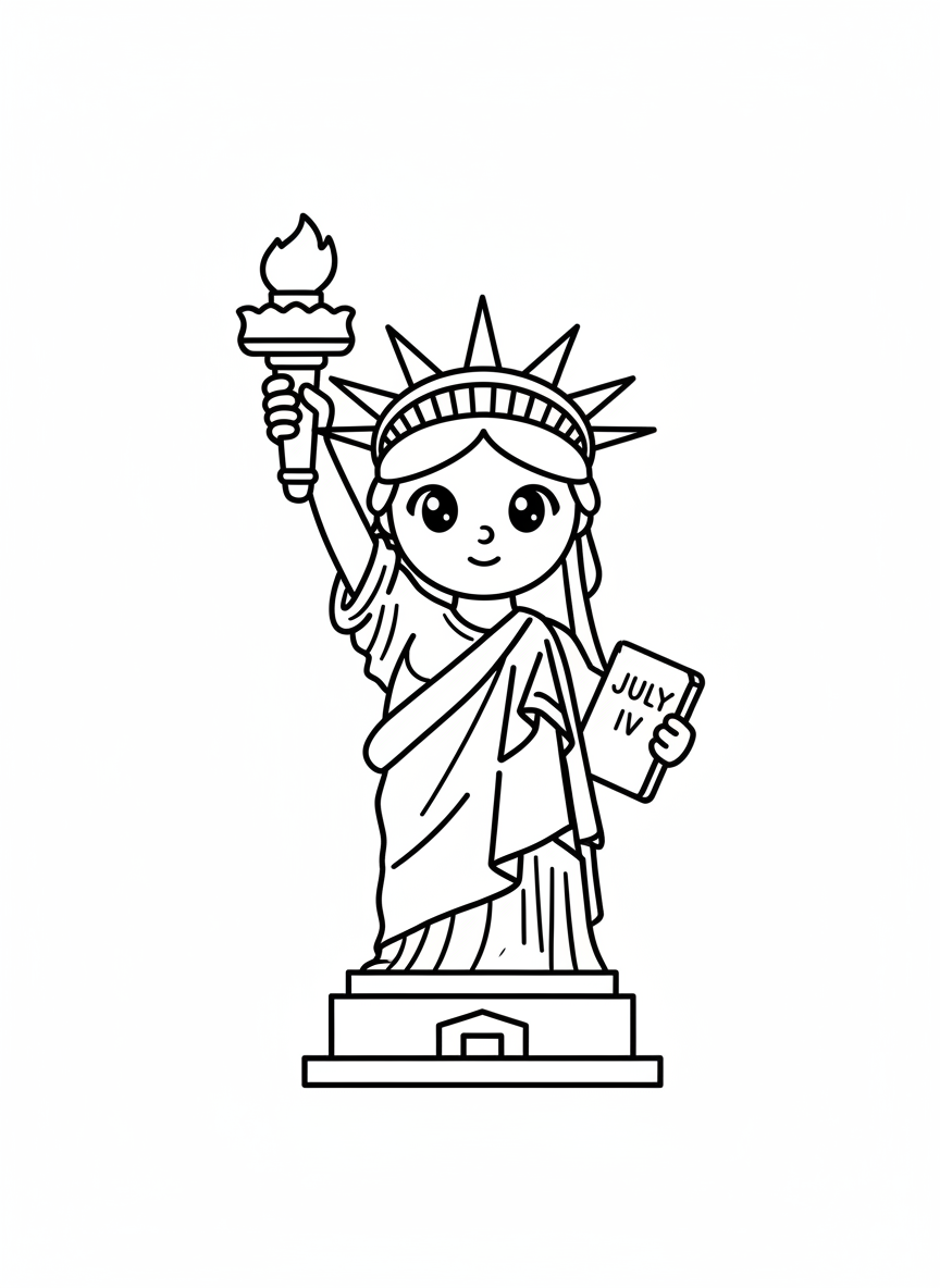 Cute Statue of Liberty Coloring Page