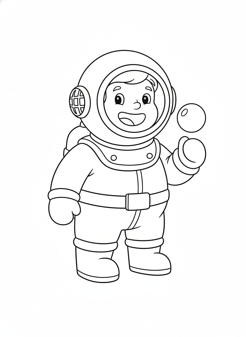 Friendly Deep-Sea Diver Coloring Page for Kids