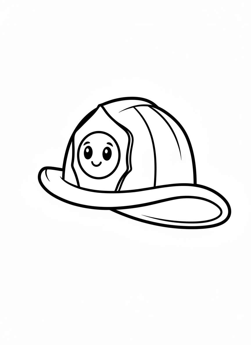 Friendly Firefighter Helmet Coloring Page for Kids