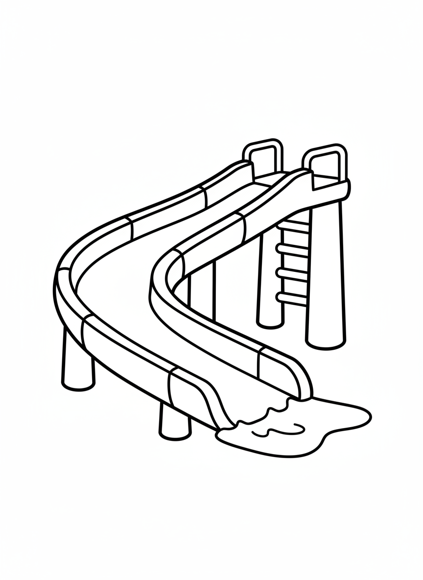 Fun Water Slide Coloring Page for Kids