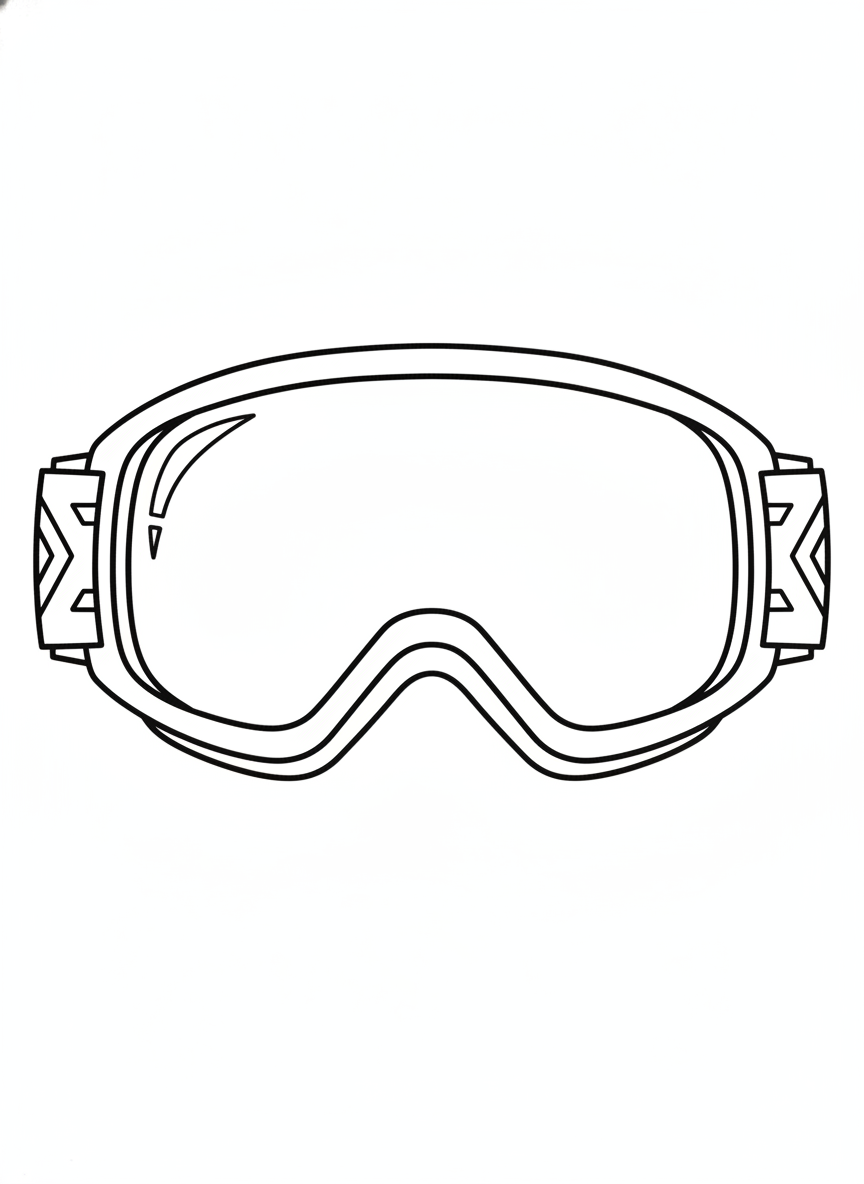 Futuristic Snow Goggle Coloring Page for Kids: Easy-to-Color Design