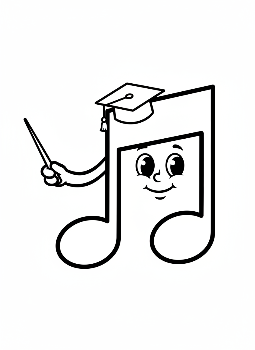 Graduation Music Note: Easy Coloring Fun!