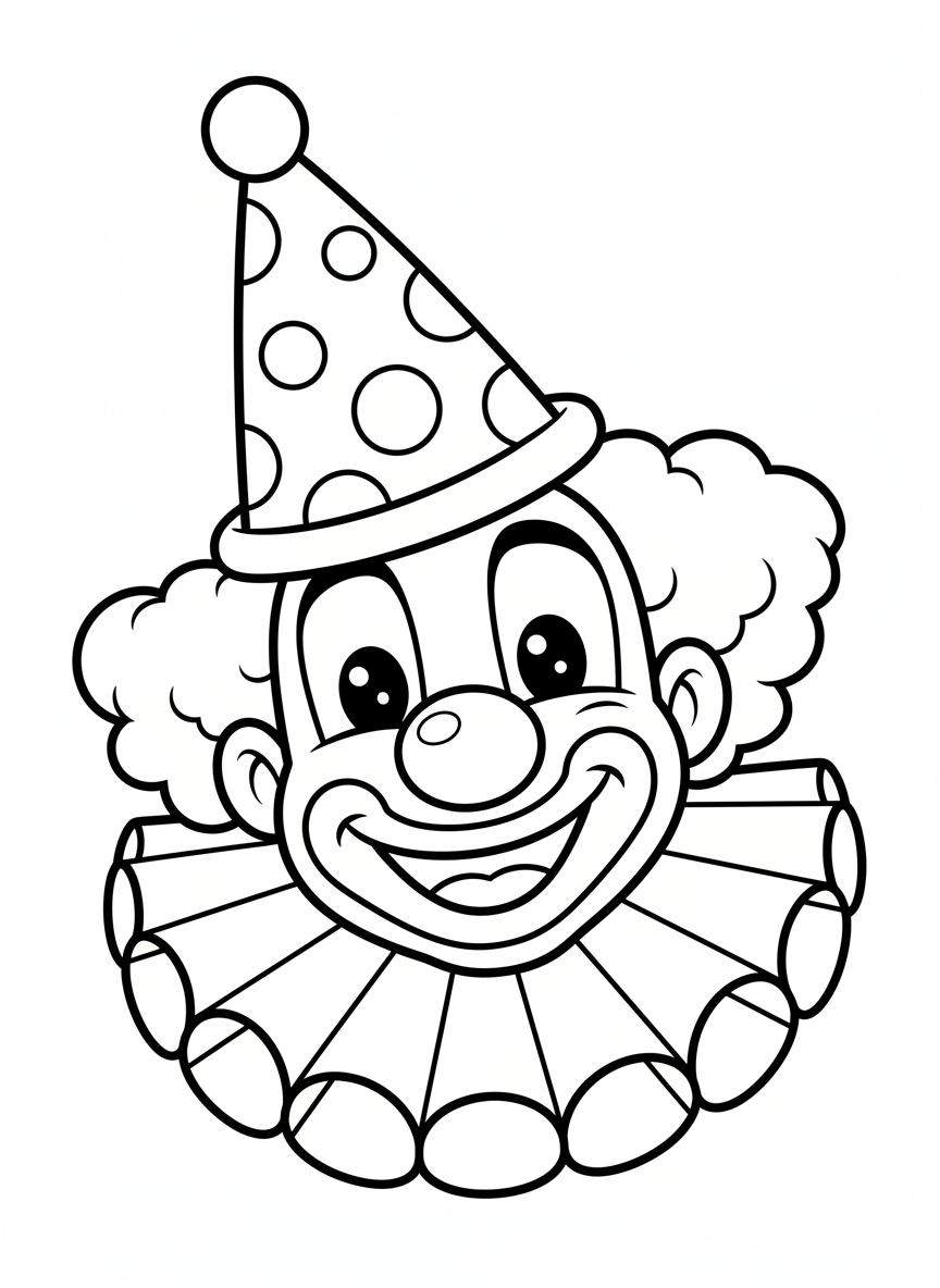 Happy Circus Clown Coloring Page for Kids 3-5